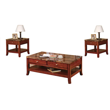 3 Piece Cocktail Table and Two End Table Set